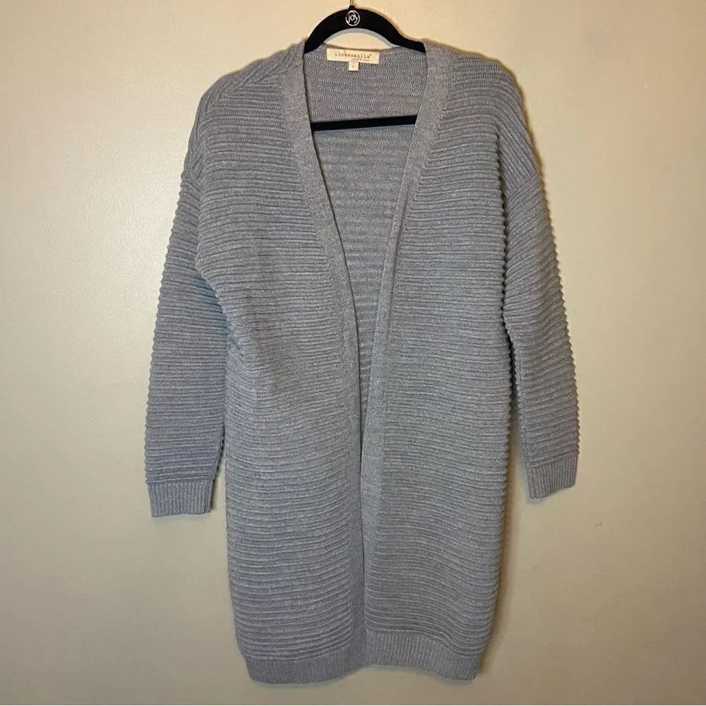 Lineamaglia Italy wool blend long gray ribbed cardigan size small